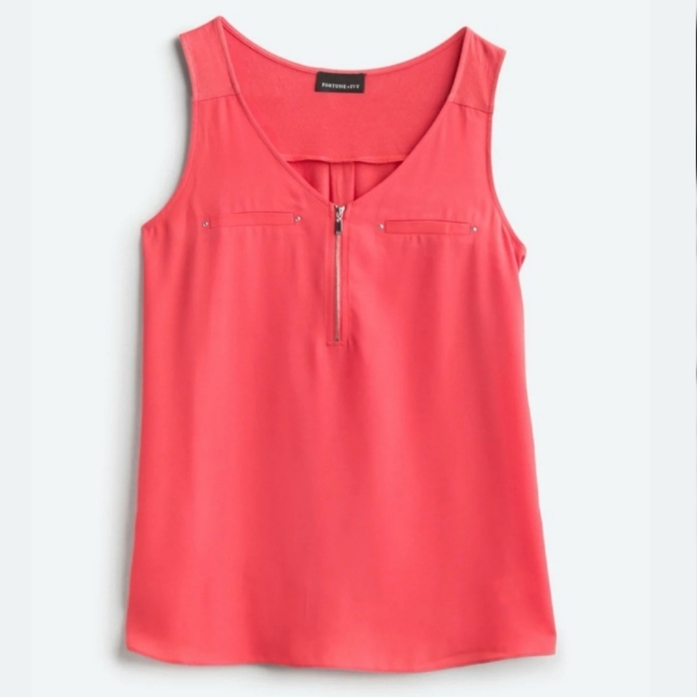Stitch Fix Fortune +Ivy Zip Detail Sleeveless Blouse NWT